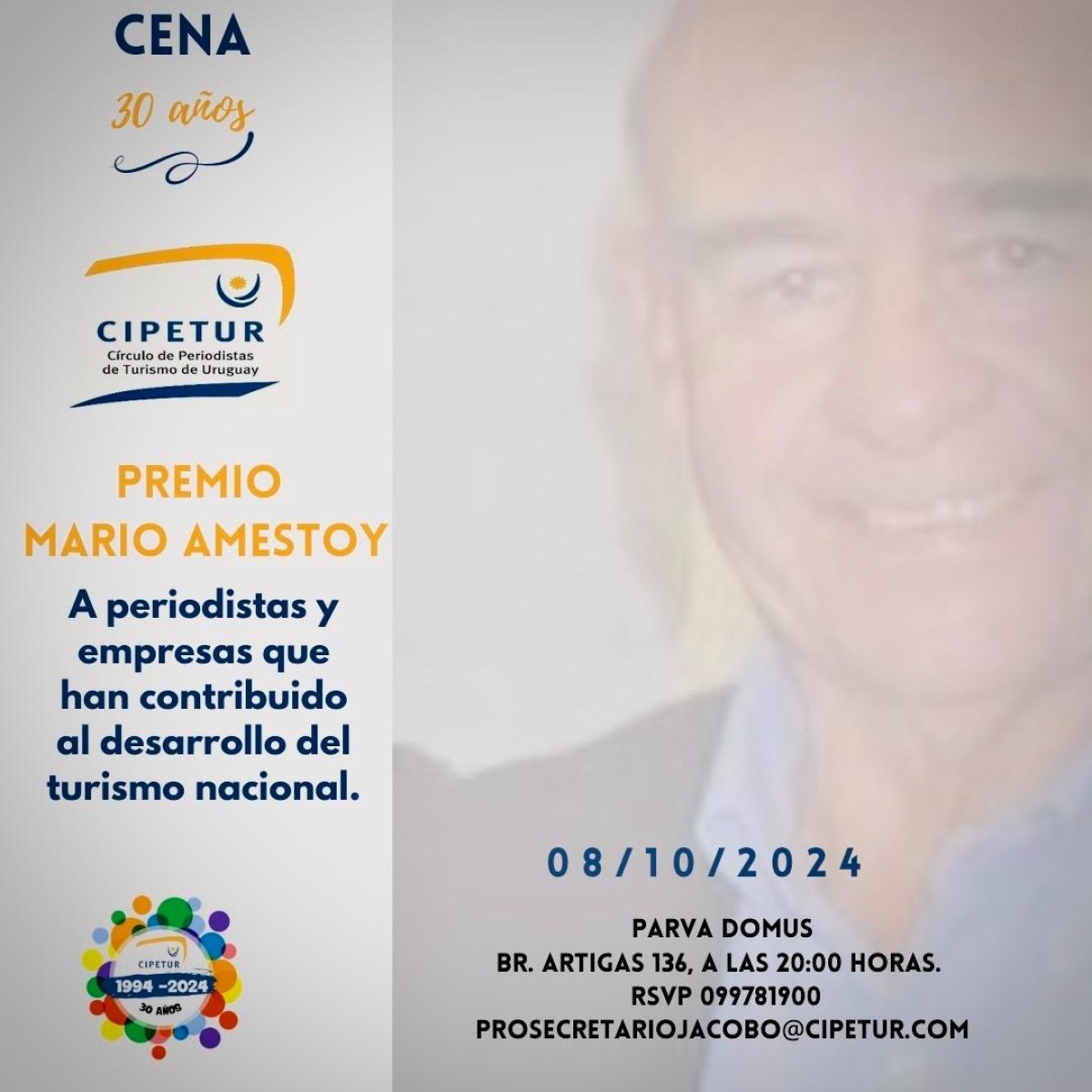 Cena de celebraci&oacute;n de 30 aniversario y Premios Mario Amestoy